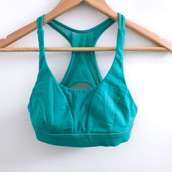 LULULEMON Glide and Stride Bra Heathered Viridian Green / Viridian Green Size 4 - Picture 1 of 7